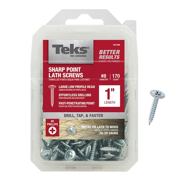 Itw Sheet Metal Screw, #8 x 1 in, Zinc Plated Truss Head Phillips Drive, 170 PK 21508 - main